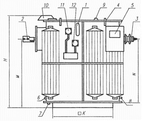 Габаритный чертеж трансформатора ТМЗ